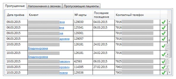 Записная книжка врача в разработанном нами ПО открытой клиники